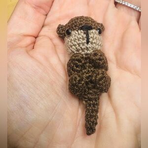 HANDMADE Crochet Tiny Amigurumi Otter in Brown
